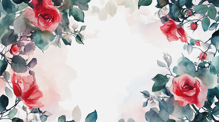 Elegant wedding invitation card background vector. Minimal hand painted watercolor botanical flowers texture template background. Design for wedding, vip cover, poster, rsvp moderncard.Valentine's Day