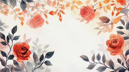 Elegant wedding invitation card background vector. Minimal hand painted watercolor botanical flowers texture template background. Design for wedding, vip cover, poster, rsvp moderncard.Valentine's Day