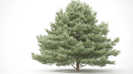 Fototapeta premium Lush Green Pine Tree on White Background