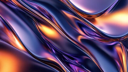 Abstract Liquid Metal:  Purple, Orange, and Blue Swirls