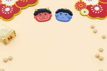 節分　背景　コピースペース　枠　フレーム