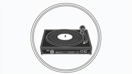 Fototapeta premium A stylized illustration of a turntable with a vinyl record, symbolizing music enjoyment.