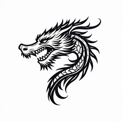 Fototapeta premium Fierce Dragon Head Tattoo Design, Ink Art - Bold line art