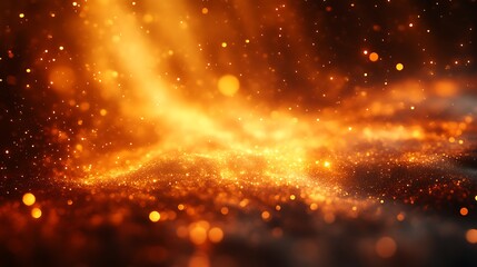 Fototapeta premium Glowing orange particles and smoke abstract background.