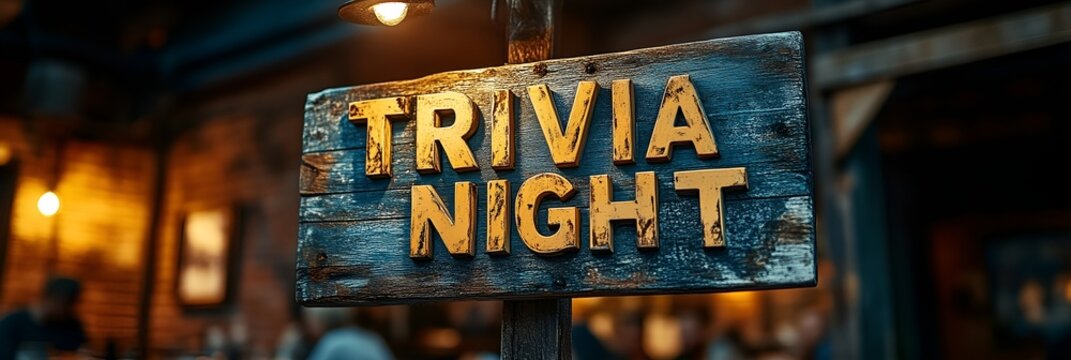 Sign that reads &ldquo;TRIVIA NIGHT&rdquo; - bar - pub - event space - contest - theme night 