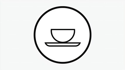 A minimalist illustration of a bowl on a plate, symbolizing dining or food service.