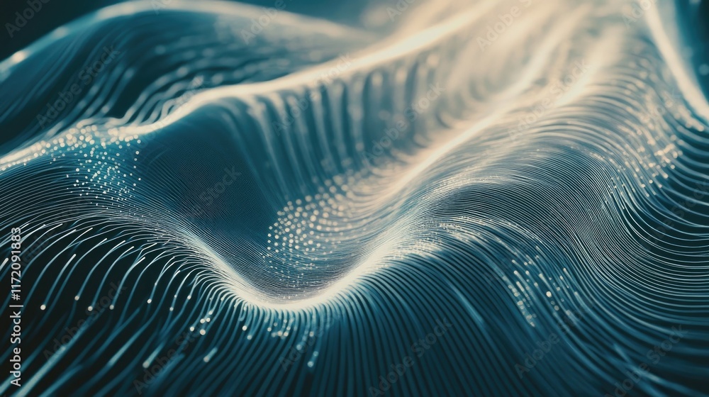 Poster abstract magnetic fields visualized as radiant lines of energy bending and vibrating in a surreal sc