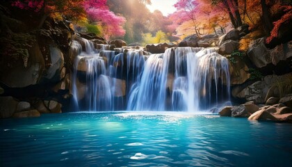 Obraz premium waterfall cascading into a sparkling crystal-