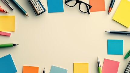 Colorful Stationery Arrangement Showcasing Modern Design Elements