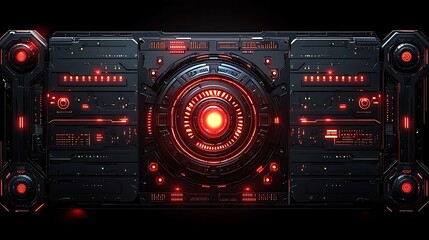 Fototapeta premium Futuristic red and black technology interface panel.