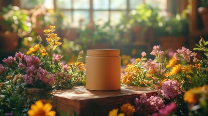 Fototapeta premium Sunlit Botanicals: A Natural Product Showcase