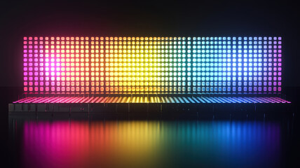 A futuristic correlation matrix with radiant, glowing cells in gradient hues, displayed on a sleek digital platform, creating a high-tech and visually immersive data visualization.