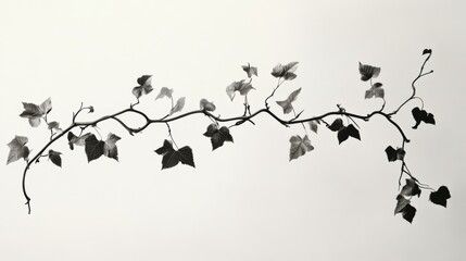 47.A single beanstalk vine extending vertically with thick, winding stems, broad leaves, and spiraling tendrils; the vine appears sturdy and lively, with each leaf and tendril full of movement, as if