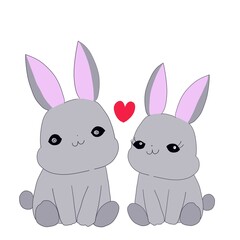 仲良しのカップルウサギ
