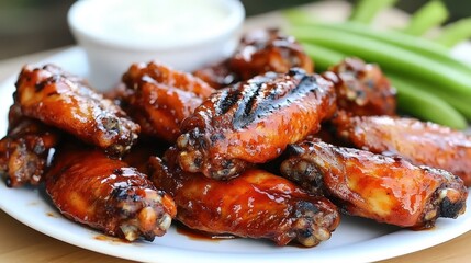 Delicious grilled chicken wings backyard barbecue food photography casual dining close-up flavorful recipe