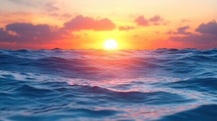 Obraz premium Serene View of the Ocean at Sunrise with Vibrant Colors and Calm Waves Reflecting the Beauty of Nature in a Peaceful Coastal Landscape