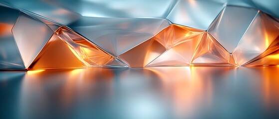 Abstract orange and silver crystal structure.