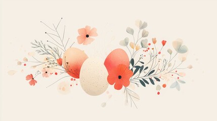 Modern Easter vector with minimalist egg designs, geometric flowers, and soft gradients 