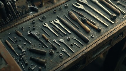 Empty Workbench Displaying Insured Tools Neatly Organized in Tool Chest