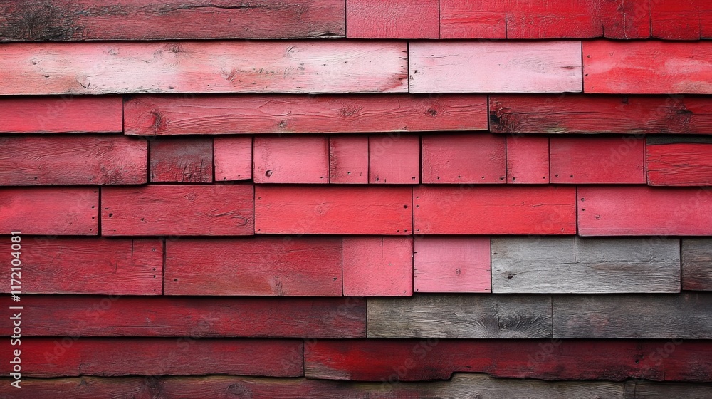 Poster red and gray weathered wooden planks creating a unique textured background for artistic and architec