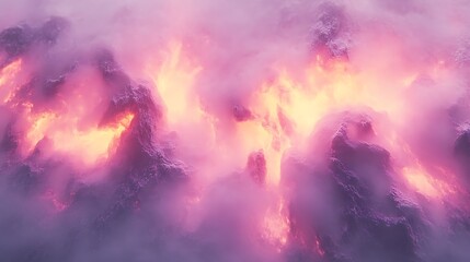 Fototapeta premium Fiery, pink, and purple cloudscape.
