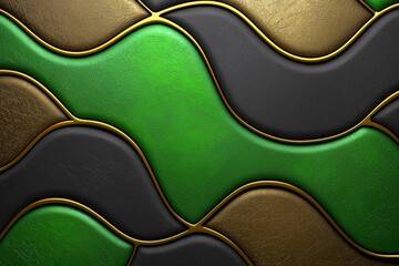 Obraz premium Abstract Green Black Gold Leather Pattern Design