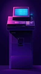 Futuristic 3D Copier Machine with Illuminated Design in Dark Environment
