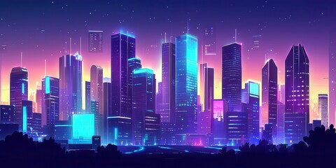 Fototapeta premium Futuristic Cityscape with Polymer Buildings and Glowing Pathways