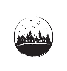 drawing_of_ghost_town_one_color_logo_black_and_white