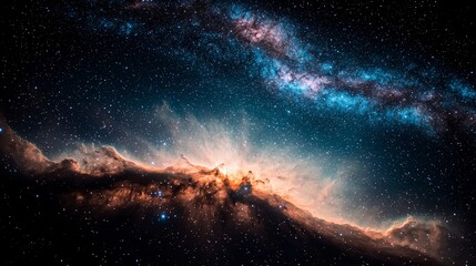 Fototapeta premium Celestial Nebula Cosmic Dust Clouds Starry Night Sky Galactic Background Image