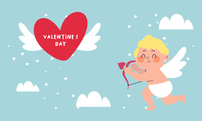 Cupids sky valentine day background