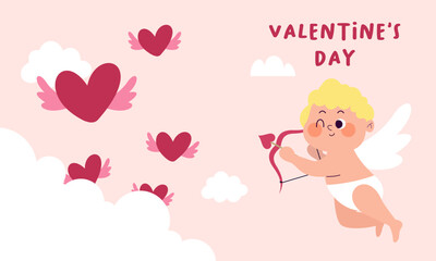 Cupids sky valentine day background