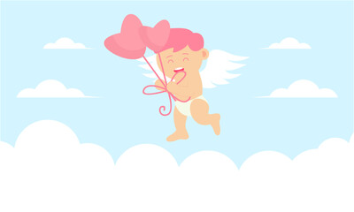Cupids sky valentine day background