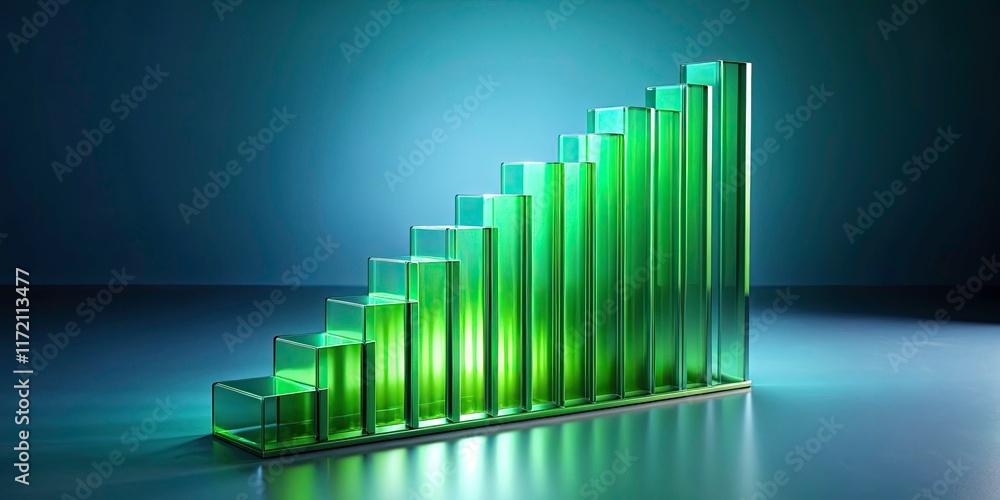 Aufkleber abstract 3d green graph, infinite background, surreal business data visualization; a chart beyond re