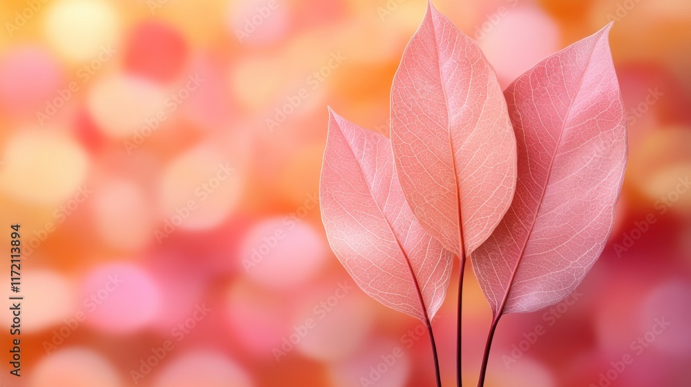 Aufkleber delicate pink leaves with soft bokeh background creating a dreamy and tranquil atmosphere for nature