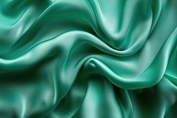 Obraz premium Green Silk Fabric Close-Up Texture.