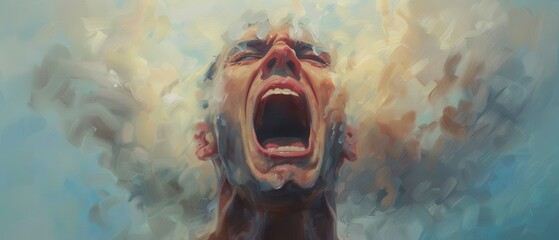 a man face is screaming.