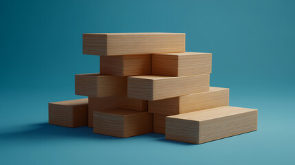 Modern design with minimal geometric wooden blocks