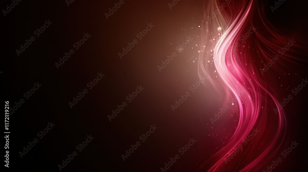 Poster abstract background with flowing pink light streaks against a dark gradient, perfect for use in mode