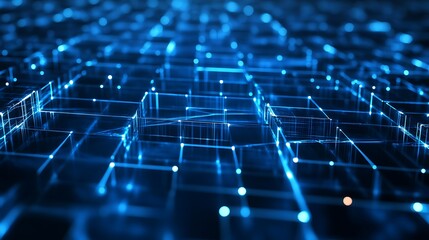 Obraz premium Abstract Blue Digital Network Grid Structure
