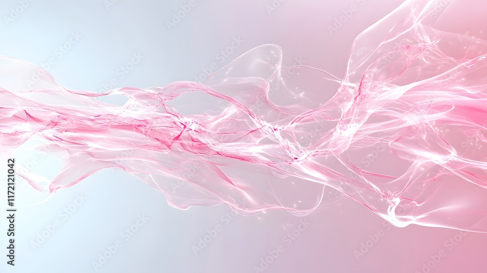 Aufkleber ethereal pink and white abstract wave form with smooth curves and luminous highlights for background