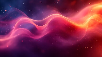 Fototapeta premium Abstract red and blue wave with glowing particles.