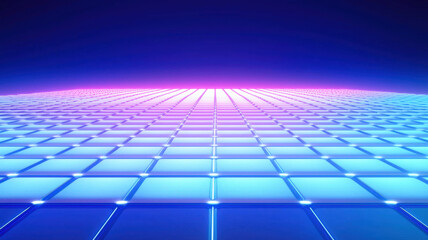 A futuristic heatmap with glowing, gradient-filled squares dynamically arranged on a polished holographic grid, creating a high-tech, data-driven visualization with vibrant colors