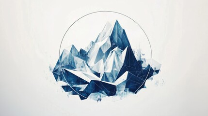 Obraz premium Abstract geometric representation of mountains in shades of blue, emphasizing nature's beauty.