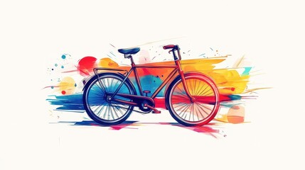 Fototapeta premium Classic Bicycle Illustration with Vibrant Colors