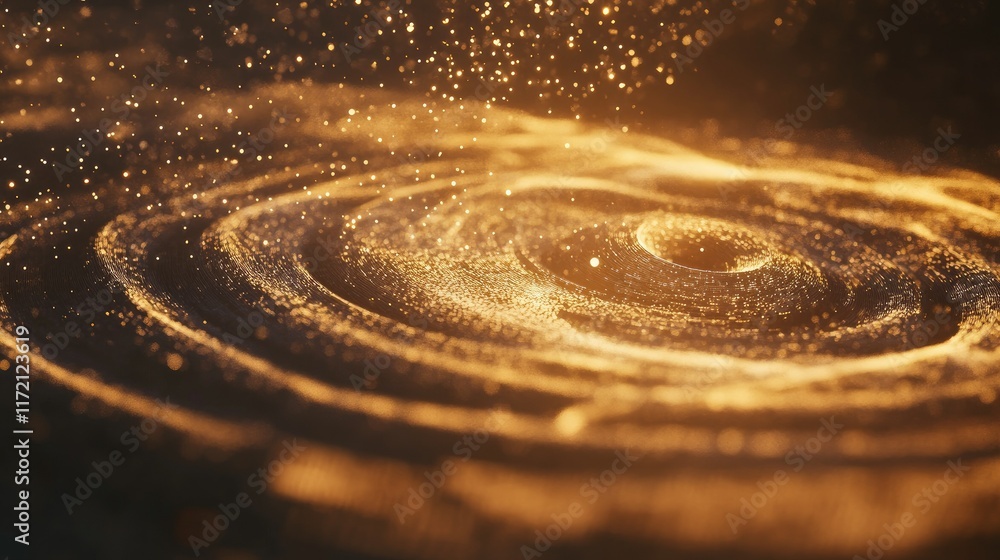 Aufkleber abstract representation of gravity pulling particles into a vortex, surrounded by geometric vibratio