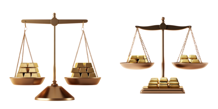 scale balancing gold bars symbolizes financial equilibrium and investment - Powered by Adobe