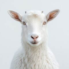 Obraz premium White Sheep Portrait, Farm Animal, Studio Shot, Peaceful Background.