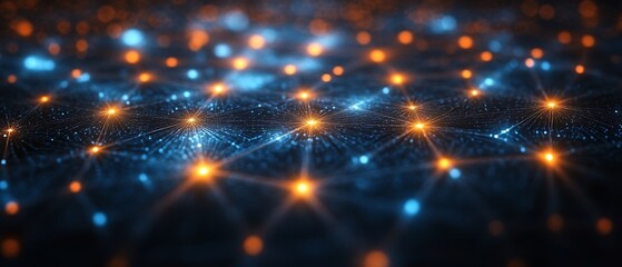 Fototapeta premium Abstract glowing network nodes.