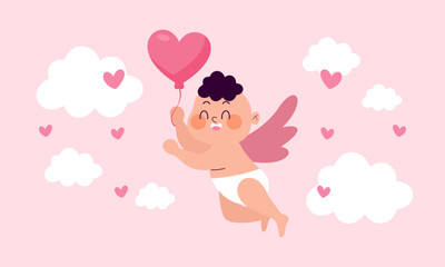Cupids sky valentine day background